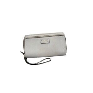 Kate Spade Grey Grove Street Anita Clutch Wristlet Wallet Silver Double Zipper